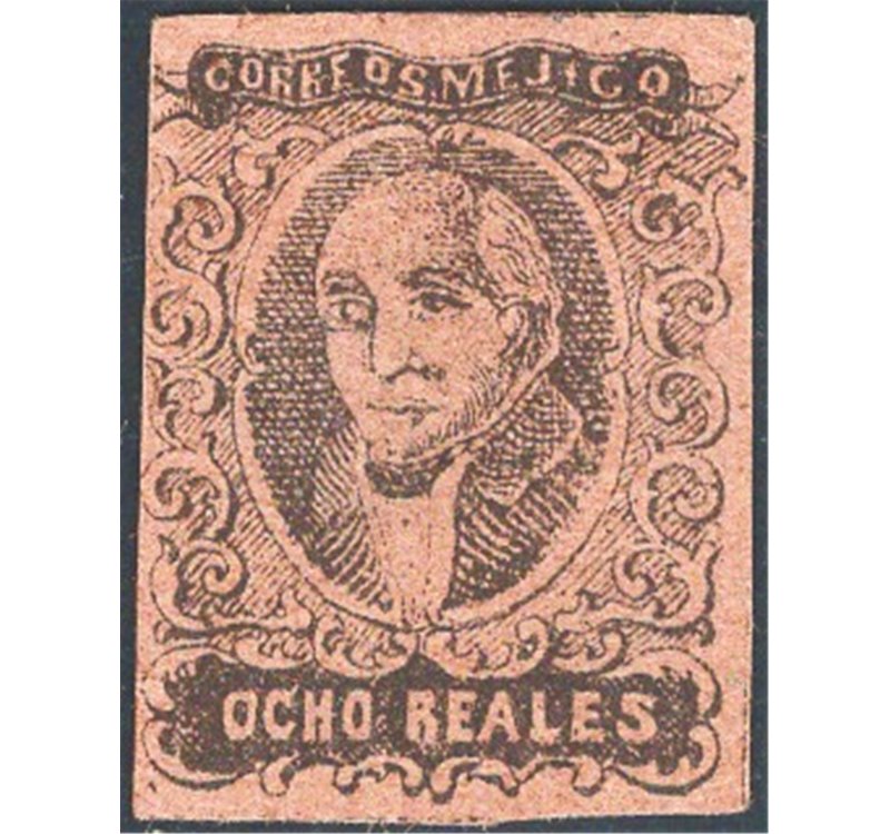 Messico - 1861 - Miguel Hidalgo 8 r. nero su fulvo, n° 11. Cat. € 110 (*)