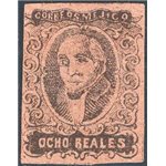 Messico - 1861 - Miguel Hidalgo 8 r. nero su fulvo, n° 11. Cat. € 110 (*)