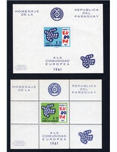 Paraguay - Europeistici - 1961 - Omaggio all'Europa "Colomba" i due foglietti di posta aerea non emessi e non catalogati (*) 