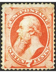 U.S.A - 1870/71 - Presidente E. Stanton 7 c. rosso su carta bianca ordinaria stampa della "National Bank CO.", n° 43. Firm.: AD 