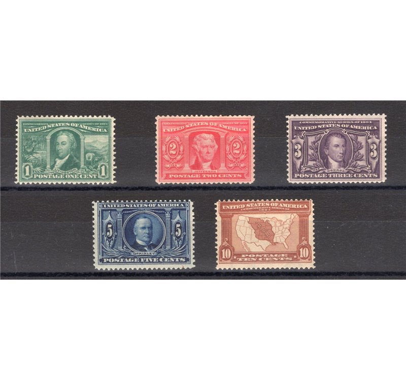 U.S.A. - 1904 - Esposizione acquisto Luisiana dai Francesi, serie n° 187/91. Cat. € 1.250 (**)