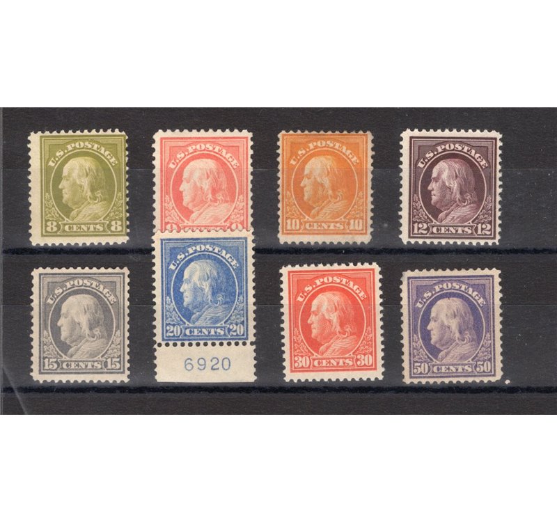 U.S.A. - 1912/14 - Effigie di Franklin, serie n° 261/68. Firm.: Raybaudi. Cat. € 2.460 (**)