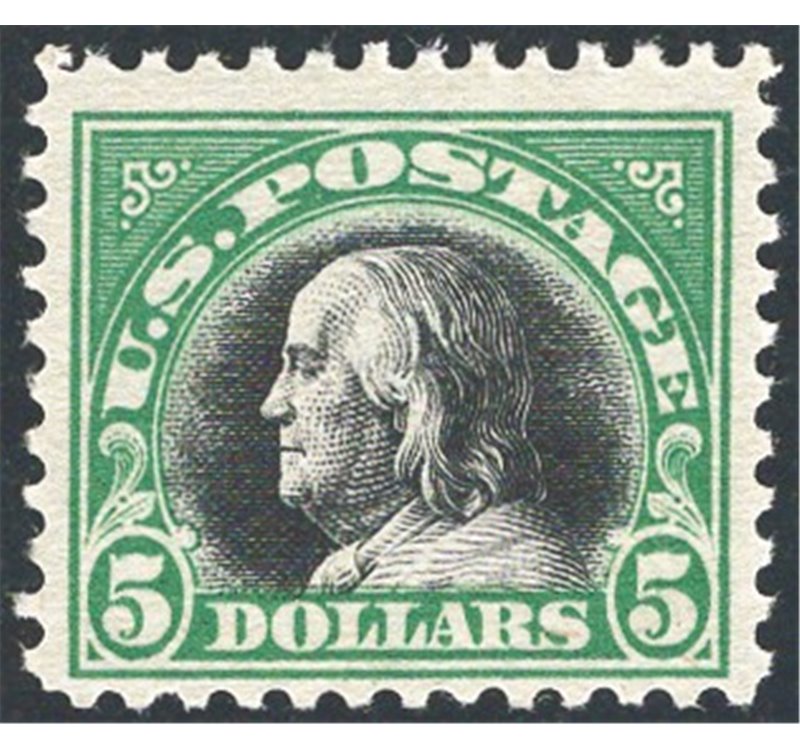 U.S.A. - 1918 - 5 $ verde scuro, F, n° 356. Cert.: RD. Cat. € 875 (**)