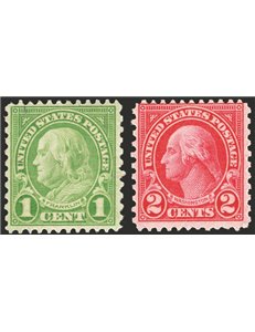 U.S.A. - 1923/26 - Presidenti dent. 11x10, serie n° 396/97. Cat. € 570 (**)