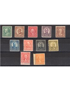 U.S.A. - 1923/26 - Presidenti dent. 10, serie n° 398/408. Cat. € 750 (**)