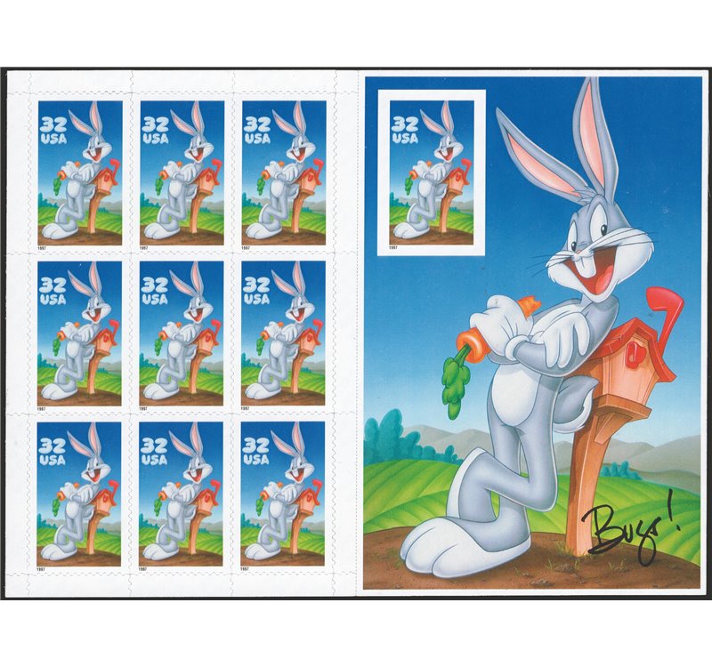 U.S.A - 1997 - Bugs Bunny il carnet non piegato e con il 10° francobollo non dentellato, n° 2605 Cat. € 175 (**)