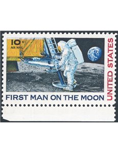 U.S.A. - 1969 - P.A. Astronauta ignoto 10 c. policromo senza la bandiera sul braccio, n° 76a. Firm.: Chia. Cert.: IC. Cat. € 630