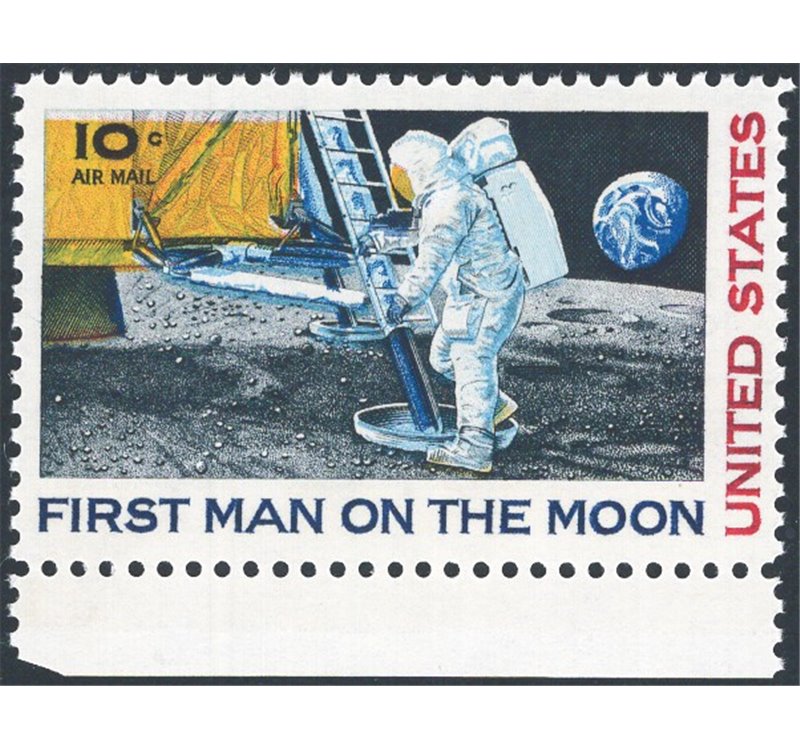 U.S.A. - 1969 - P.A. Astronauta ignoto 10 c. policromo senza la bandiera sul braccio, n° 76a. Firm.: Chia. Cert.: IC. Cat. € 630
