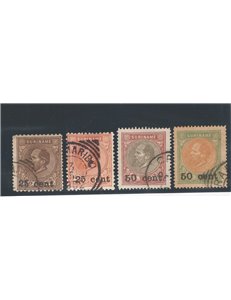 Suriname (Colonie Olandesi) - 1899 - Francobolli del 1899 con soprast. dei nuovi valori, serie n° 37/40. Cat. € 240 (U)