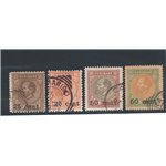 Suriname (Colonie Olandesi) - 1899 - Francobolli del 1899 con soprast. dei nuovi valori, serie n° 37/40. Cat. € 240 (U)