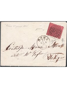 Antichi Stati - Pontificio Occup. Italiana - 31/01/1871 - Lettera da Roma per Foligno viaggiata in tariffa ed affrancata con 20 