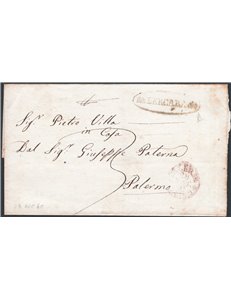 Antichi Stati Italiani - Sicilia - 28/8/1860 - Piego di lettera da Lercara per Palermo non affrancata con annullo ovale con freg