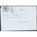 Italia Regno - 24/7/1863 - Lettera da Voghera per Torino con 15 c. litografico 1° tipo, n° 12, annullato con ambulante “Da Piace