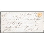 Italia Regno - 19/5/1868 - Lettera da Napoli per città affrancata per segnatasse da 10 c. giallo n° 1 regolarmente timbrato con 