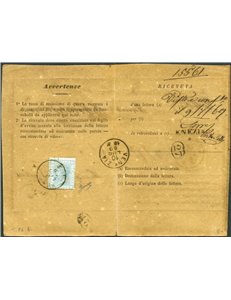 Italia Regno - 9/7/1869 - Venezia, ricevuta di ritorno, di una lettera raccomandata, affrancata con Vittorio Emanuele 20 c. cele
