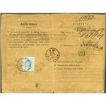 Italia Regno - 9/7/1869 - Venezia, ricevuta di ritorno, di una lettera raccomandata, affrancata con Vittorio Emanuele 20 c. cele