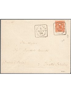Italia Regno - 5/11/1894 - Lettera da Vallonara (VI) per Fratta Polesine affrancata con Umberto 20 c. arancio n° 39 ed annullato