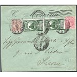 Italia Regno - 6/10/1913 - Lettera da Firenze per Siena affrancata in tariffa con 1 c. Floreale + 10 c. Leoni + 2 c. su 5 (x2), 
