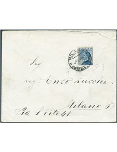 Italia Regno - 20/2/1925 - Lettera da Milano per città affrancata con 60 c. azzurro in uso isolato. Firm.: Chia - Fiecchi. Cat. 