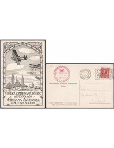 Italia Regno - 7/6/1926 - Padova Settimana Aviatoria, cartolina voli passeggeri, Sass. voli n° 64. Cat. € 125