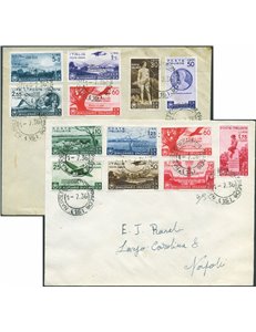 Italia Regno - 1/7/1936 - 2 Lettere FDC da Napoli per città affrancata con serie "Bimillenario Oraziano" n° 398/405 + P.A. 95/99