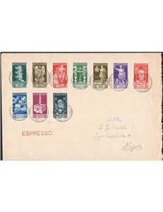 Italia Regno - 15/10/1937 - Lettera da Asti per Napoli affrancata con serie di posta ordinaria “Bimillenario Augusto”, n° 416/25
