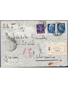 Italia Regno - 24/5/1943 - Raccomandata per via aerea da Napoli per Salonico, affrancata con Imperiale 1,25 £ x2 + Pegaso 1 £. L