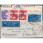 Italia Regno - 20/7/1941 - Raccomandata da Roma per Buenos Aires viaggiata per via aerea, affrancata con Imperiale coppie del 2 