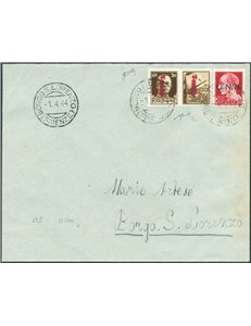 R.S.I. - 1/4/1944 - Lettera da Borgo S. Lorenzo per città affrancata con Prop. di guerra, 30 c. esercito n° 42 + 20 c. "G.N.R." 