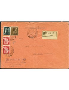 R.S.I. - 28/5/1944 - Raccomandata da Sirmione (Organisation TODT: Ditta Nazista per Costruzioni Militari) per Rosignano (Ditta S