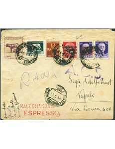 Governo Militare Alleato - Regno del Sud - Governo Badoglio - 11/5/1944 - Raccomandata espresso da Napoli per città affrancata c