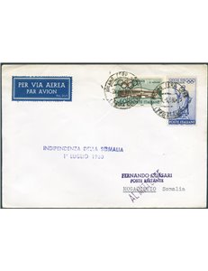Occup. Straniere delle Colonie - Somalia Afis - 1/7/1960 - Lettera del 28/6/1960 da Milano per Mogadiscio rispedita al mittente 