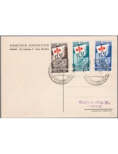 Italia Repubblica - 18/5/1951 - Serie Concorsi Ginnici di Firenze su cartolina ufficiale della manifestazione con annullo 1° gio