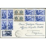 Italia Repubblica - 24/10/1951 - Lettera da Palermo per Trapani affrancata in tariffa con Italia al Lavoro 50 c. x8 + 1 £ + Cent