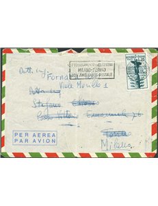 Italia Repubblica - Voli sperimentali - 27/6/1954 - 1° Collegamento postale con elicottero "Milano - Torino" con ambulante posta