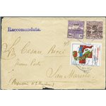 San Marino - 12/2/1918 - Raccomandata fermo posta da San Marino per città affrancata con serie "Pro combattenti" del 1917 n° 51/