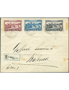 San Marino - 7/1/1928 - Raccomandata filetelica da S. Marino per Balerna (Svizzera) affrancata con serie "Ara dei volontari" n°1