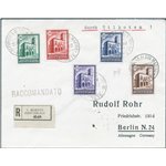 San Marino - 1932 - Raccomandata per Berlino di matrice filatelica affrancata con serie Palazzetto della Posta n° 159/63, in ott