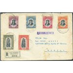 San Marino - 26/11/1935 - Raccomandata da S. Marino per Rimini affrancata in tariffa (1,75 £) con serie Delfico: 5 c. + 10 c. + 