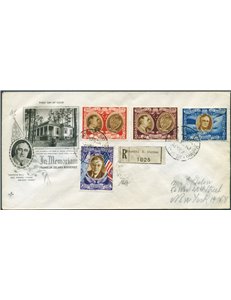 San Marino - 3/5/1947 - Tre raccomandate da S. Marino per New York affrancate con serie completa n° 301/6 + P.A. 61/68 "Omaggio 