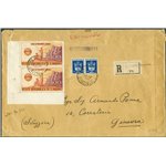 San Marino - 13/12/1947 - Raccomandata di grande formato da S. Marino per Ginevra (Svizzera) affrancata in tariffa con coppia an