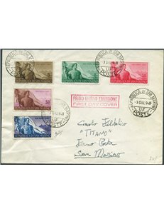 San Marino - 3/6/1948 - Lettera da S. Marino per città affrancata con serie " Lavoratori” n° 336/40 ed annullata il 1° giorno d'