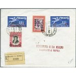 San Marino - 13/6/1949 - Raccomandata da S. Marino per Napoli affrancata con Delfico soprast. 200 £ + Espressi 35 £ su 30 e 80 £