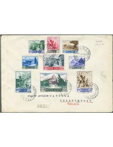 San Marino - 22/8/1951 - Raccomandata da S. Marino a Vegliamosso (Biella) affrancata con serie Vedute P.A. Cat. € 375