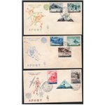 San Marino - 20/4/1953 - Tre FDC "Venetia" affrancate con serie "Propaganda sportiva” n° 391/98 + P.A. 111