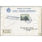 San Marino - 27/2/1958 - Raccomandata da S. Marino per Bologna affrancata con Panorama 500 £ n° 475 ed annullato il 1° giorno d'