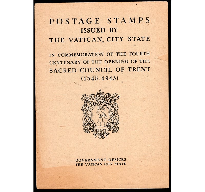 Vaticano - 1945 - Libretto ufficiale delle poste vaticane in lingua inglese per il concilio di Trento senza francobolli 1° tirat