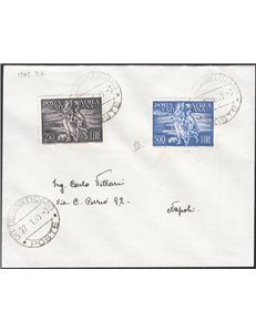 Vaticano - 27/1/1949 - Lettera filatelica dal Vaticano per Napoli affrancata con serie “Tobia” n°16/17. Al verso timbro d'arrivo