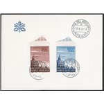 Vaticano - 10/8/53 - Cartoncino ufficiale delle poste vaticane con serie “Cupoloni” P.A. n° 22/23 annullata il primo giorno d'em