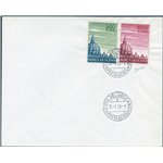 Vaticano - 31/1/1958 - Cupoloni dent. 14 a pettine la serie P.A. n° 33I/34I su FDC. Cert.: ED - Biondi. Cat. € 5.500